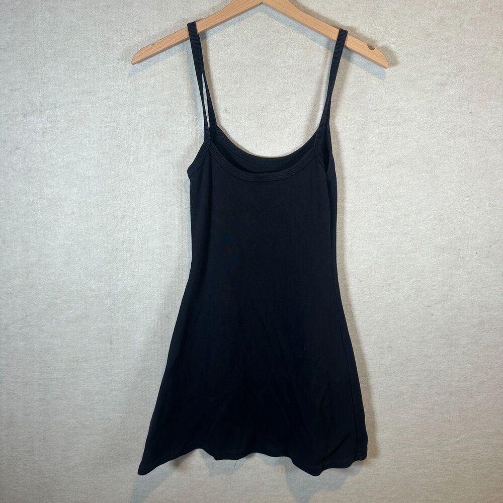 Los Angeles Apparel Black Ribbed Mini Dress Small Cotton Made USA